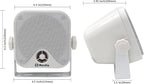 4 Inches Marine Box Bluetooth Speakers -Compact Waterproof Audio Sound System with 100 Watt Power for Boat Golf cart Jeep ATV UTV Truck Heavy Duty Powersports Vehicles Courtyard (White)