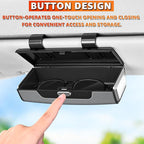 Car Sunglasses Holder for Sun Visor, Button Leather Eyeglass Hanger and Interior Storage Box