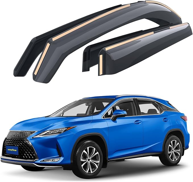 Goodyear Shatterproof in-Channel Window Deflectors for Lexus RX 350, RX 450H 2016-2022, Rain Guards, Window Visors for Cars, Vent Deflector, Car Accessories, 4 pcs - GY008425