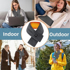 2PC Women Men Heated Scarf,Portable Heating Pad with 5000mAh Power Bank,Rechargeable Fast Heated Neck Wrap with 3 Temperature Settings,Electric Neck Heating Scarves for Office Outdoor Winter Warm Gift