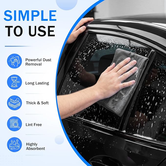 10 Pcs 13"x17" 10 Car Shammy Cloth for Car Drying, Super Absorbent Chamois Towels, Reusable Scratch Free Wash Drying Towels for Auto Detailing, Rv, Boat, Motorcycle (Dark Color)