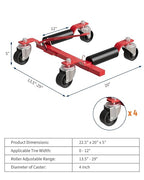 Car Wheel Dolly Jack Set of 2, Heavy Duty 3000 LBS Capacity Mechanical Wheel Dolly with Ratcheting Foot Pedal, Vehicle Positioning Jack for Tire Auto Repair Moving, Red