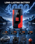 Tire Inflator Portable Air Compressor, 150PSI Digital CordlessTire Inflator with Auto Shut-Off, LED Light & USB Power Bank, for Car SUV Motorcycle Bicycle Balls