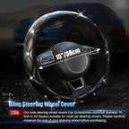 Black Steering Wheel Cover 2026, Auto Cute Girly Diamond Bling Comfort Leather Car Interior Accessories Protector Sparkly Automotive Decoration for Women Men
