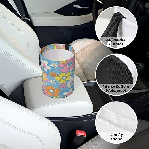 Retro Flowers Car Trash Can Small Portable Car Garbage Bag for Back Front Seat RV's Camping Accessories