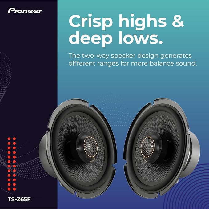 Z-Series TS-Z65F 6.5” 2-Way Speakers (Pair) – 330W Max, Balanced Sound + Smooth Treble, Audiophile Upgrade, add an Amplifier for Optimal Performance