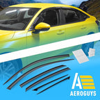 Extra Durable Window Deflectors Tape-On Window Visors Rain Guards Fit for Honda Civic 2022-2026 Sedan, Sun Visors, Wind Vent for Shades, Exterior Car Accessories - 6pcs. AG0471