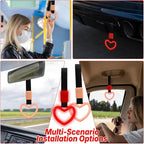 2 Pcs Heart Shaped Car Handle Strap – Drift Charm Rear Bumper Warning Ring Decor for Car Interior Exterior, Subway Bus Handle Accessory, Cute Heart Car Decor Gift for Women & Men (Luminous Red)