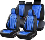 Coverado Car Seat Covers, Leather Seat Covers Full Set, Blue Seat Covers, Car Seat Cushion, Driver Car Seat Covers, Waterproof Car Seat Protector Fit for Most Cars