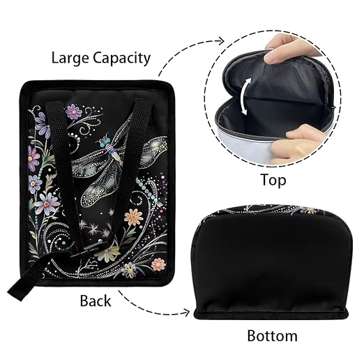 Dragonfly Flower Print Car Trash Can with Lid, Leak Proof Auto Trash Bag Hanging Vehicle Garbage Can Multipurpose Storage Container for Back Seat Road Trip