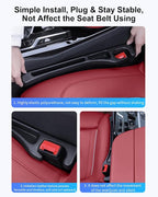 Car Seat Gap Filler, 2 PCS No Drop Seat Guard Drop Seat Gap Fillers Between Seat and Console Stop Things from Dropping Phone and Key Storage (BLACK-01)
