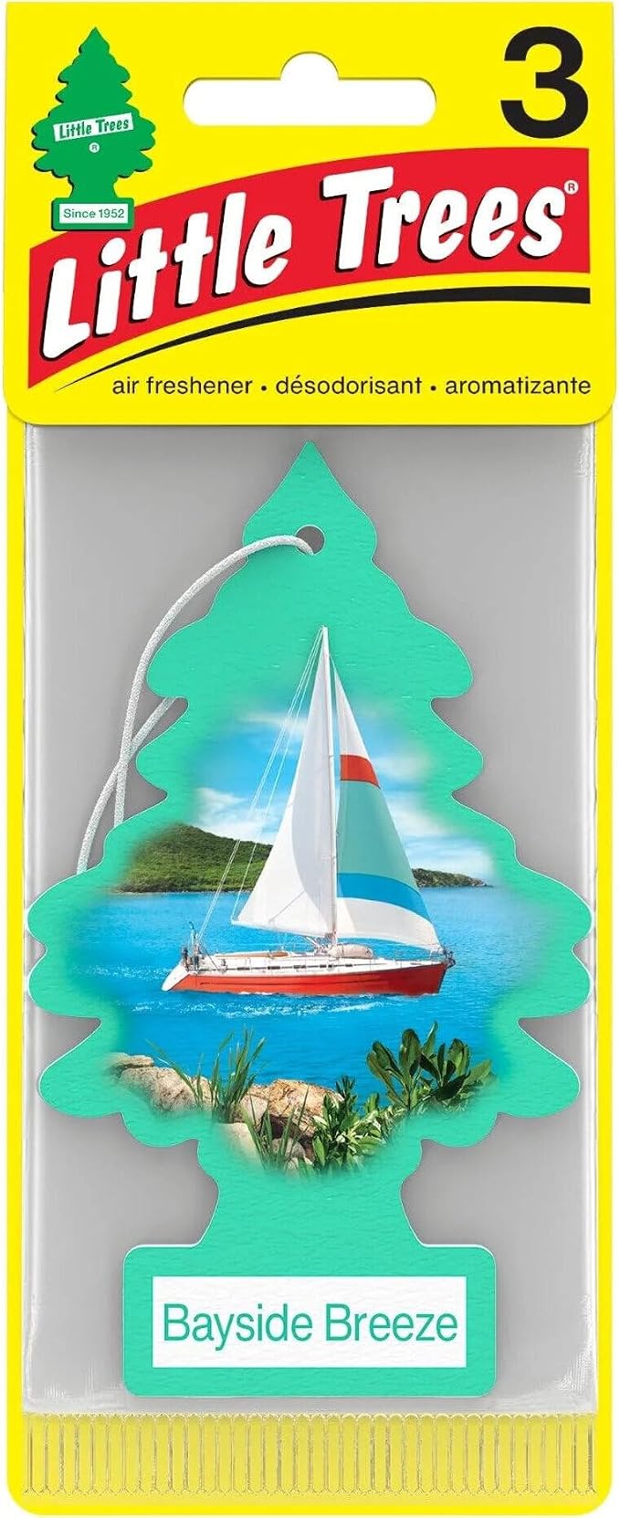 Cardboard Hanging Car, Home & Office Air Freshener, Bayside Breeze (Pack of 6)