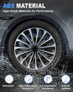 Hubcaps,16 inch hubcaps Set of 4, Wheel Rim Cover ABS Material, Snap On Car Truck SUV Replacement, for Toyota Camry Nissan Mazda etc, Black&Silver