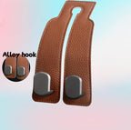 Coozyland Car Hooks, Coozy Land Metal Multi-Function Leather Car Headrest Hooks, Universal Double Hook Car Seat Back Storage Hooks for Wallets, Handbags, Bottles, Trash Bags, etc(Black 4-Pack)