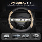 Car Steering Wheel Cover, Microfiber Leather Steering Wheel Covers with Anti-Slip Lining, Breathable Elastic Car Steering Wheel Protector, Universal Standard Size 14-15 inch