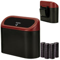 Mini Car Trash Can with Lid, Small Car Garbage Can, Cute Leakproof ABS Car Trash Bin, Car Accessories for Interior, Garbage Bin for Car, Home, Office with 60pcs Trash Bags Black/Red