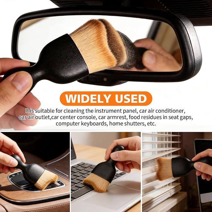 8PCS Car Detailing Brush Set, Car Interior and Exterior Soft Bristle Cleaning Brushes, Includes 4 Different Brushes, Multi-use for Auto Detailing, Dashboard, Vents, Wheels and Tires