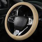Buff Leather Steering Wheel Cover Fiber Strip Car Steering Wheel Cover Universal 15 inch