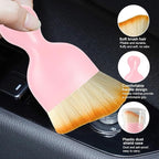 Car Detailing Brush, Curved Soft Bristles Auto Removal Dust Collectors, Universal Vehicle Dashboard, Air Conditioner Vents etc Interior Cleaning Tool Accessories (Pink)