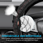 Car Steering Wheel Cover, 15 Inches Non-Slip Leather Steering Wheel Protector, Universal Soft Cover Mats for Car Truck SUV, Interior Car Accessories (Black)