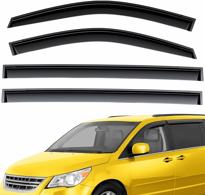Extra Durable Window Deflectors Tape-On Window Visors Rain Guards Fit for Volkswagen (VW) Routan 2009-2014, Sun Visors, Wind Vent for Shades, Exterior Car Accessories - 4pcs. AG0197