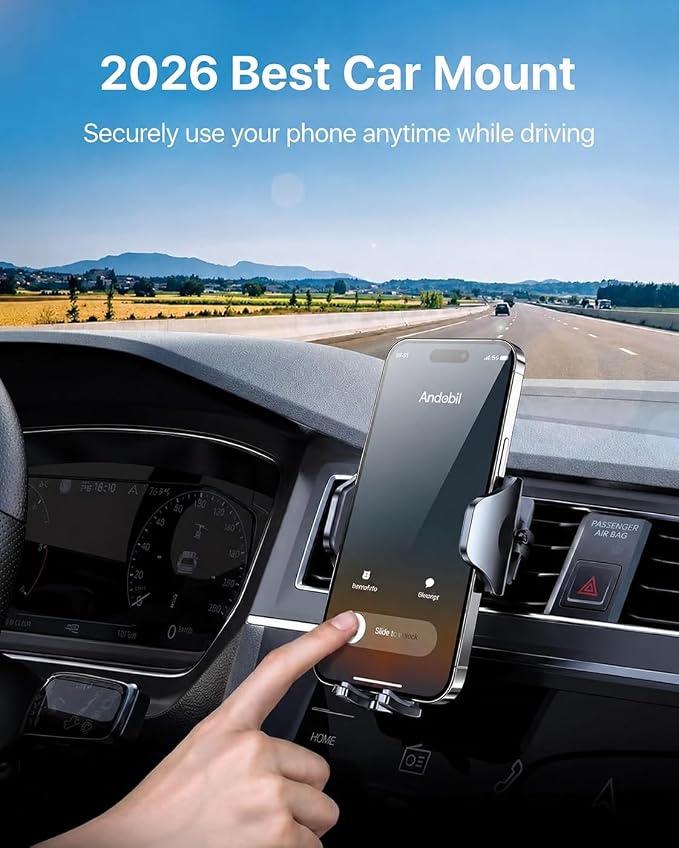 2026 Upgraded Car Phone Holder Mount, Military-Grade Phone Holders for Your Car Vent Ultra-Stable Metal Clip Universal 360° Cell Phone Car Mount for iPhone 17 Pro Max 16/15/14/13/12/ Samsung