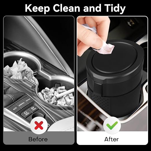 Car Trash Can Bin with Lid - 2 Packs Mini Car Garbage Can Cup Holder-Black Small Leakproof Vehicle Trash Garbage Can Bin-Automotive Car Organizers and Storage for Back Seat SUV Truck Accessories