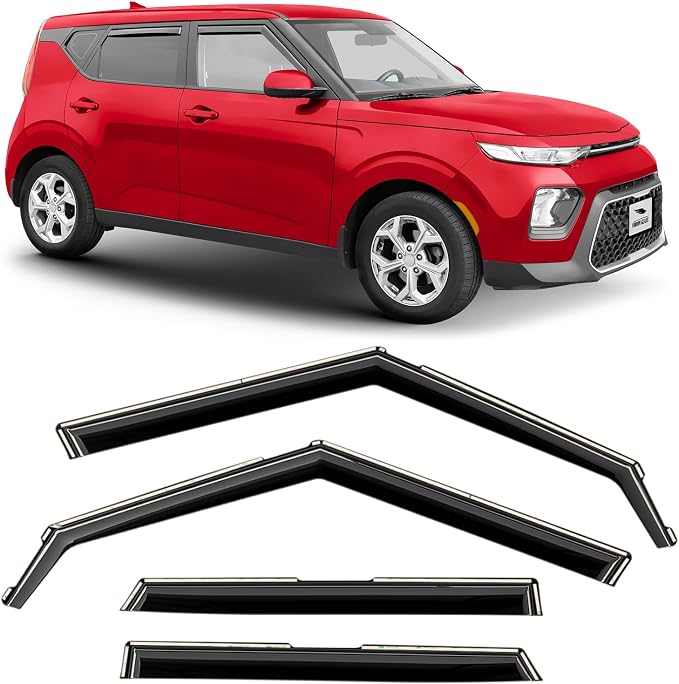Voron Glass in-Channel Extra Durable Rain Guards for Kia Soul 2020-2026, Window Deflectors, Vent Window Visors, 4 Pieces - 200847