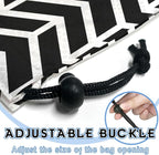 Car Trash Bag Hanging Back of Seat Waterproof Small Cute Printed One-Handed Strap Drawstring Garbage Bags for Car-Black White