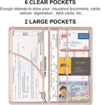 Car Registration and Insurance Holder, Car Accessories Vehicle Glove Box Car Organizer Men Women Wallet Case with Magnetic Shut for Cards, Essential Document, Driver License, Bling Rose Gold