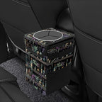 Gothic Witchy Skull Floral Car Trash Can with Lid Collapsible Reusable Waterproof Car Garage Bag,Automotive Garbage Can,Car Accessories Interior Car Organizer