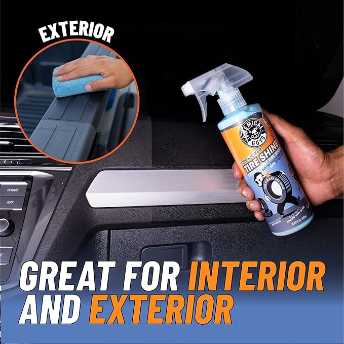 Tire Kicker Extra Glossy Tire Shine Spray, 16 fl oz | Includes foam applicator; works on rubber, vinyl and plastic; for cars, trucks, motorcycles, RVs and more