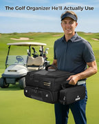 Upgraded Golf Trunk Organizer, Golf Gifts for Men, with Removable Insulated Pouch&Dust-Proof Protective Layer, Multi-Compartment fits 2 Pairs of Shoes, Golf Accessories