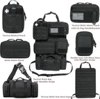 6 Pack Tactical Molle Car Seat Back Organizer,Backseat Organizer for Man | Tactical Vehicle Panel Organizer with 5 Detachable Molle Pouch,US Flag Patch and Keychain,Great Trunk Accessories