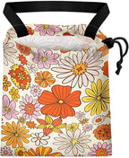 Car Trash Bag Hanging Back of Seat Waterproof Small Cute Printed One-Handed Strap Drawstring Garbage Bags for Car-Colorful Flower