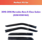 KPY Rain Guards Fit for 2010-2016 Mercedes-Benz E-Class Sedan, Out-Channel Window Visors Vent Wind Deflectors 4PC, Car Accessories for 10-16 Mercedes Benz E350 E550 E63 (Sedan Only)