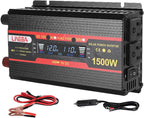 1500 Watt Power Inverter with LED Display,Dual AC Outlets,USB Port, 12V DC to 110V AC Converter Car Power Inverter for Vehicles, Car, RV, Truck, Off Grid Solar System, Outdoor Camping
