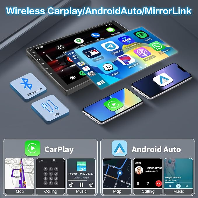 5Ghz WiFi 2G+64G Android 15 Radio for Jeep Compass Patriot 2010-2016 Car Stereo with Wireless Carplay Android Auto,5.0 Bluetooth,10inch IPS Touchscreen,GPS,FM/RDS SWC AHD Backup Camera MIC
