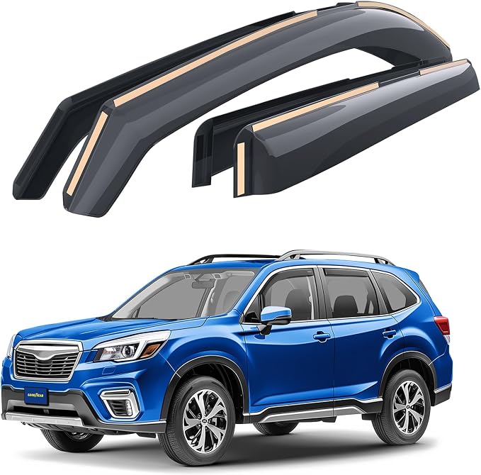 Goodyear Shatterproof in-Channel Window Deflectors for Subaru Forester 2019-2024, Rain Guards, Window Visors for Cars, Vent Deflector, Car Accessories, 4 pcs - GY008422