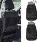 2PCS Kick Mats Back Seat Protector, Waterproof Oxford Car Front Seatback Protector for Kids, Seat Back Kick Mat Organizer with 2 Mesh Pockets, Universal Car Accessories (Leather-Pocket)
