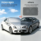 Padded Windshield Sun Shade Hood Cover Universal Fit Sedan SUV | Waterproof Windshield, Driver Side Window and Engine Hood Shield, All Weather Vehicle Guard Against UV Rays, Snow, Ice, Hail