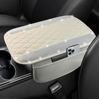 Bling White Car Center Console Cover, Leather Car Arm Rest Cover with 2 Storage Bags, Universal Auto Armrest Protector Storage Box, Bling Accessories Interior for Most Vehicles