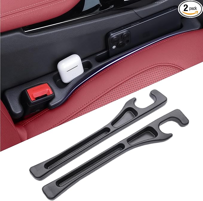 Car Seat Gap Filler, 2-Pack No-Drop Seat Side Gap Seam Filler Organizer with Phone Holder, Universal Fit Fill The Gap Between Seat & Console, Perfect for Car, SUV, Truck