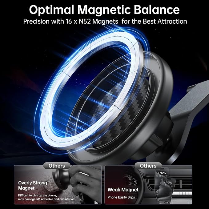 Fits MagSafe Car Mount for Universal Dashboard,Tesla Screen,Magnetic Phone Holder for Car, Foldable Aluminum Alloy Arm, Super Stable Car Mount for iPhone 17 Pro Max 16 15 14 13 12&All Phones