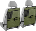 Army Green Seat Back Organizer Vehicle Seat Back Organizer Kick Mat, Seat Protectors for Back of Front Seats, 2 Pack