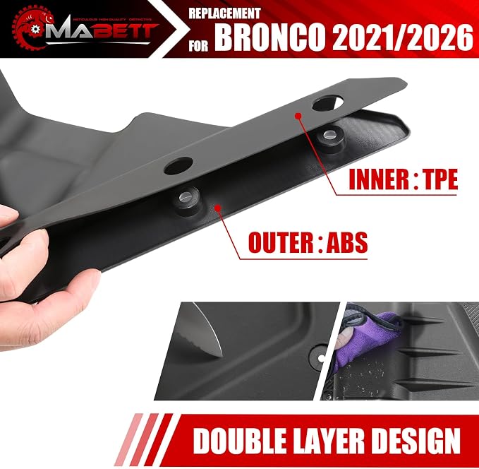 Rear Door Pocket for Ford Bronco Accessories 2026 2021-2025, Side Door Storage Box fit Bronco 4-Door, Drilling Required, Black