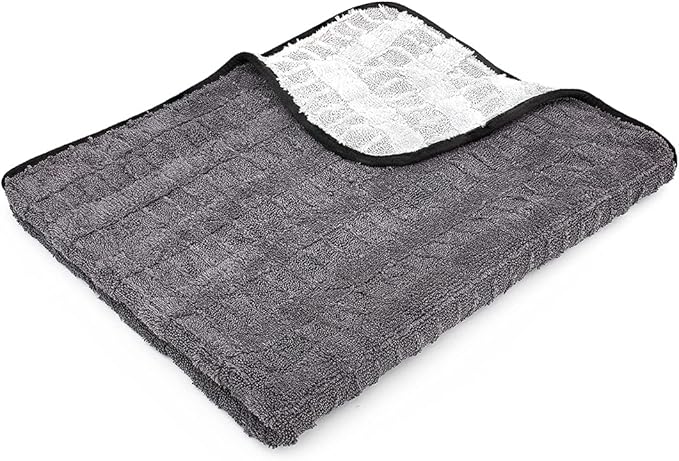 Gauntlet Car Drying Towel, Ultra-Absorbent 70/30 Blend Korean Microfiber, Dries Vehicles Faster Without Scratching, 900 GSM, 30x36 Inches, Ice Grey/Grey, 1-Pack