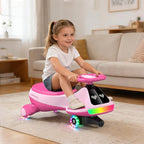 12V Electric Wiggle Car for Kids with Pedal, Display, Rechargeable Battery, LED Light, Bluetooth, Light-Up Wheels, Anti-Rollover, 2 Speeds, Ride on Toys, Birthday Gifts for Age 3+, 150Lbs