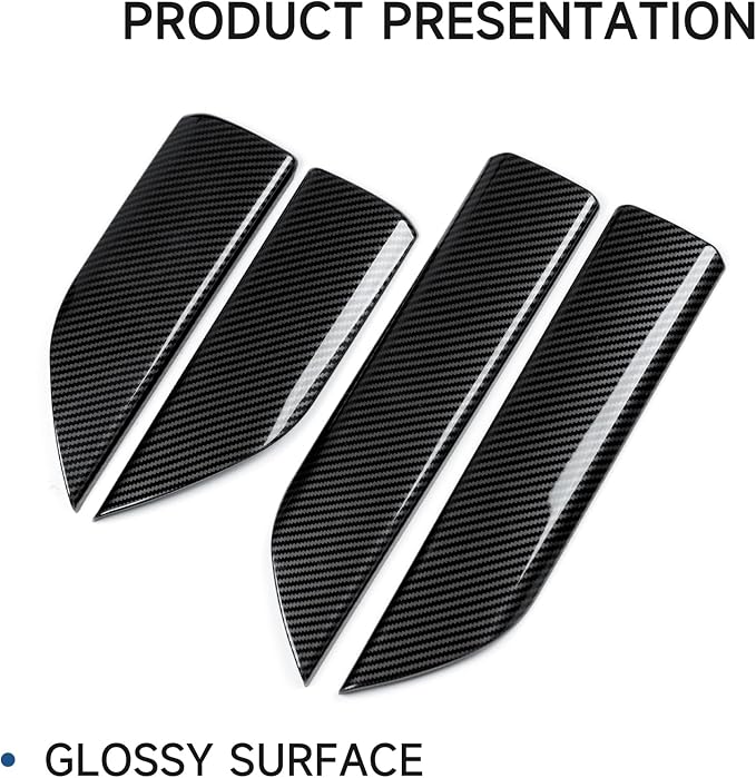 4PCS Car ABS Carbon Fiber Inner Door Handrail Handle Cover Interior Trim Decal for 2019-2025 Chevy Silverado | for 2019-2021 GMC Sierra 1500 2500 3500 HD Accessories （Double Cab, Style B）