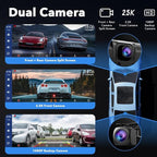 LAMTTO 9.26" Wireless Carplay and Android Auto with 2.5K Dash Cam, 1080P Backup Camera, Portable Touchscreen GPS Navigation for Car, Car Stereo Receiver with Bluetooth,AirPlay,AUX,FM,Googel,Siri